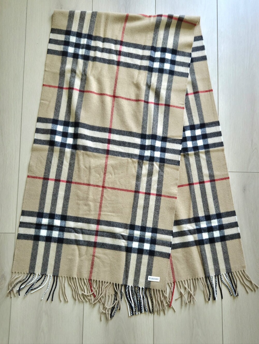 Authentic Burberry Wide Check Cashmere Scarf / Shawl - Large Size